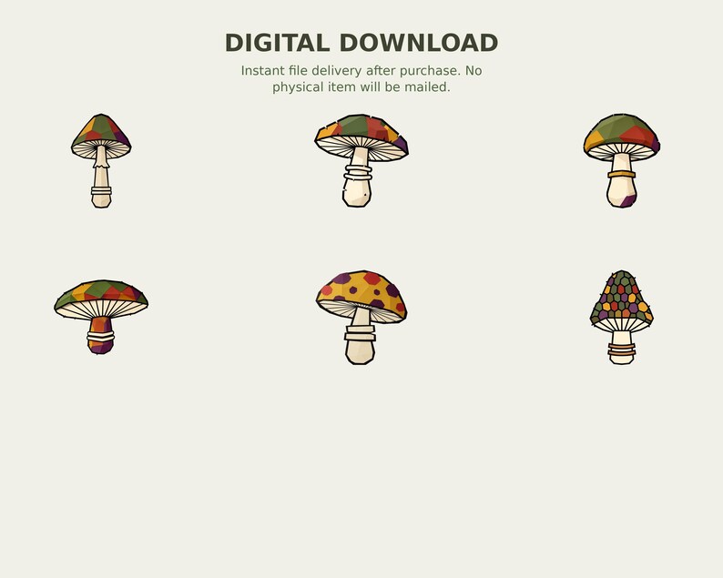 Wild Mushroom and Fern Forager Clipart preview 9