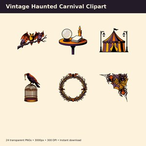 Vintage Haunted Carnival Clipart preview image 7