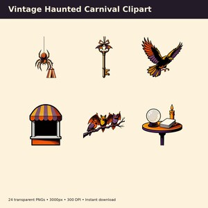 Vintage Haunted Carnival Clipart preview image 5