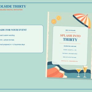 Personalized 30th Birthday Pool Party Invitation preview 1