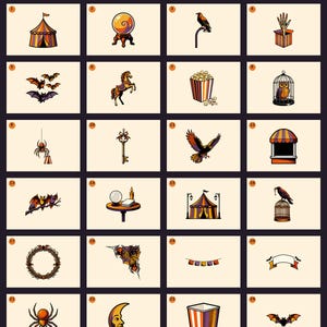 Vintage Haunted Carnival Clipart preview image 9