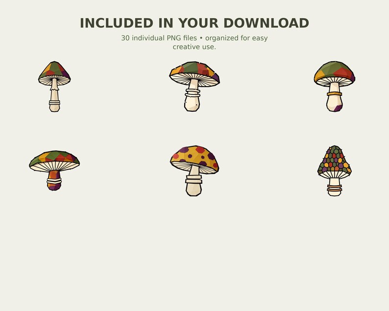 Wild Mushroom and Fern Forager Clipart preview 8
