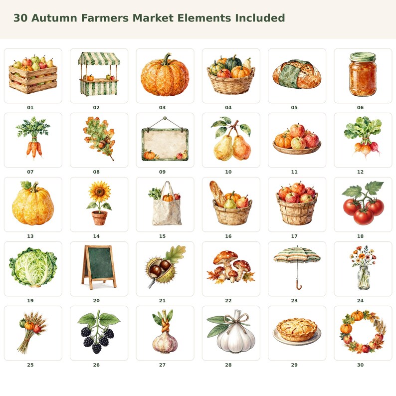 Autumn Farmers Market Clipart Bundle preview image 2