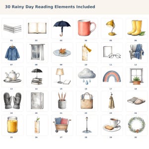 Rainy Day Reading Clipart Bundle preview image 2