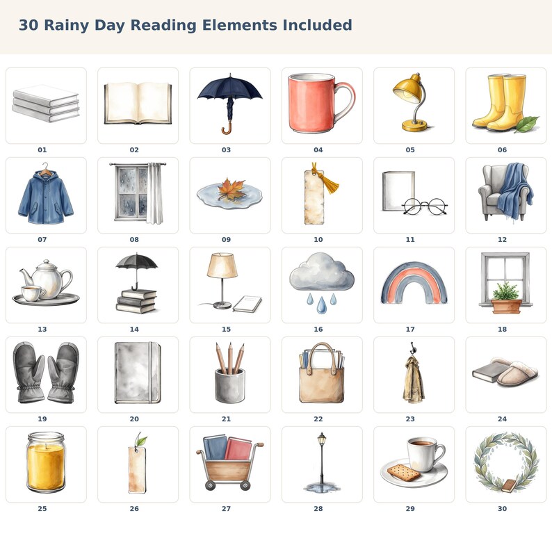 Rainy Day Reading Clipart Bundle preview image 2