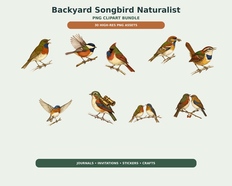 Backyard Songbird Naturalist Clipart preview image 9