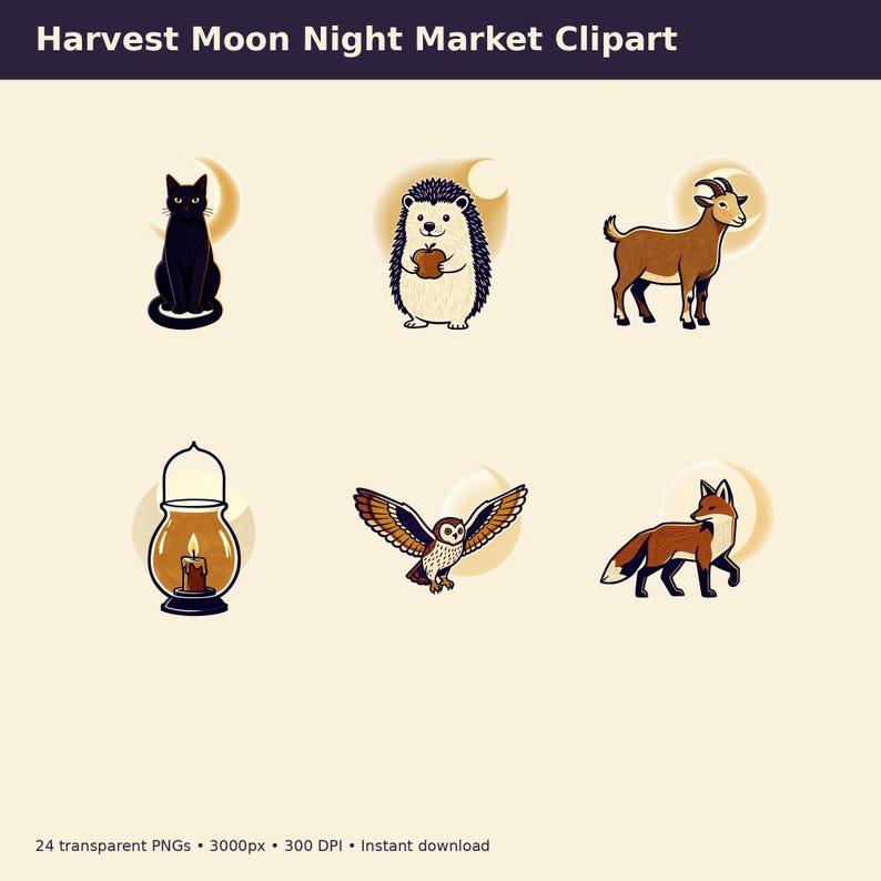 Harvest Moon Night Market Clipart preview image 2