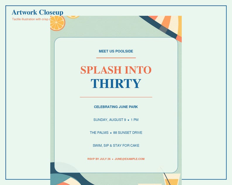 Personalized 30th Birthday Pool Party Invitation preview 6