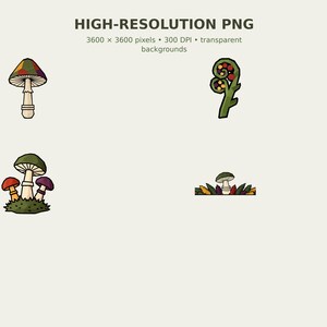 Wild Mushroom and Fern Forager Clipart preview 4