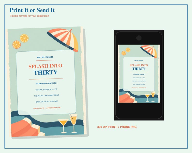 Personalized 30th Birthday Pool Party Invitation preview 5