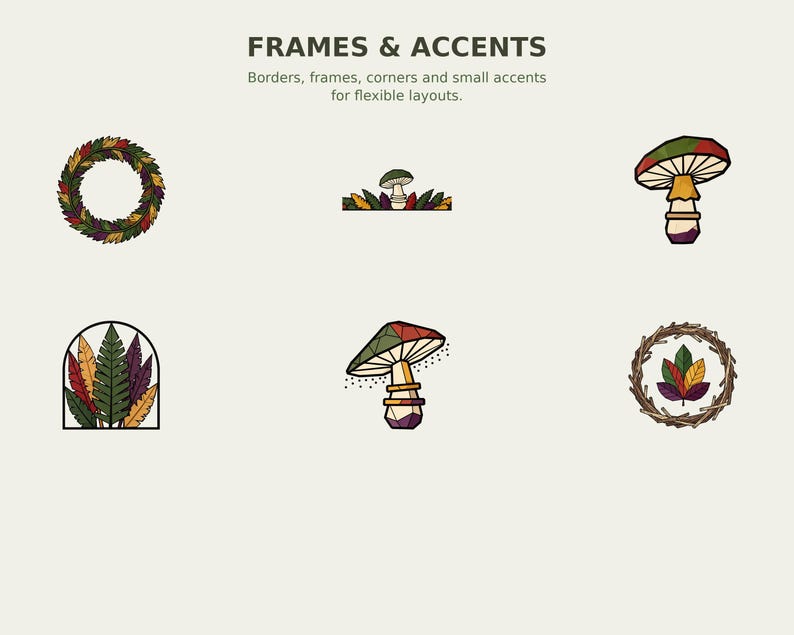 Wild Mushroom and Fern Forager Clipart preview 6