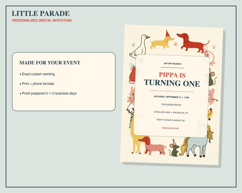Little Parade personalized invitation preview 1