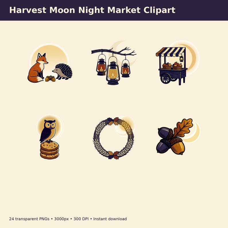Harvest Moon Night Market Clipart preview image 7