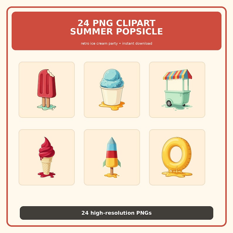24 PNG Summer Popsicle Clipart preview image 1