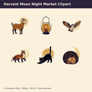 Harvest Moon Night Market Clipart preview image 3
