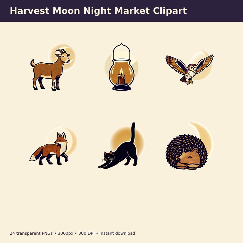 Harvest Moon Night Market Clipart preview image 3