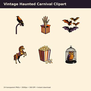 Vintage Haunted Carnival Clipart preview image 2