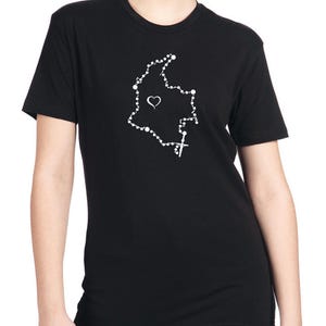 Kolumbien Karte Rosenkranz Unisex Schwarz T-Shirt