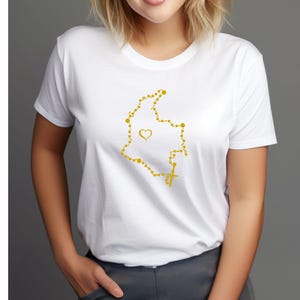 Kolumbien Karte Rosenkranz Unisex weißes T-Shirt