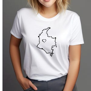 Kolumbien Karte Rosenkranz Unisex weißes T-Shirt