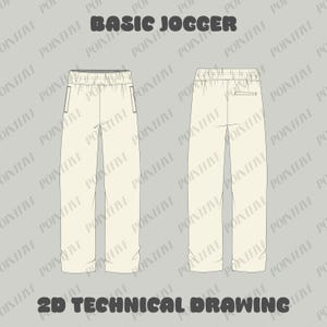 Basic Jogger CAD Template | Fashion Flat Technical Drawing | Digital Download for Clothing Designers and Manufacturers | AI Vector File