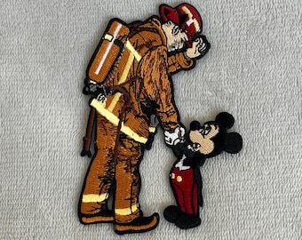 Mickey Mouse and Firefighter Patch | Gratitude Disney Iron-On Embroidered Patch