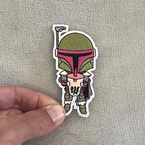 Boba Fett Boba Milk Tea Patch | 3x1.5 Inch Embroidered Iron-On | Star Wars Cute
