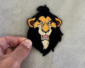 Parche de cicatriz / Bordado termoadhesivo de 3,5 x 2,5 pulgadas / Villano de El Rey León de Disney