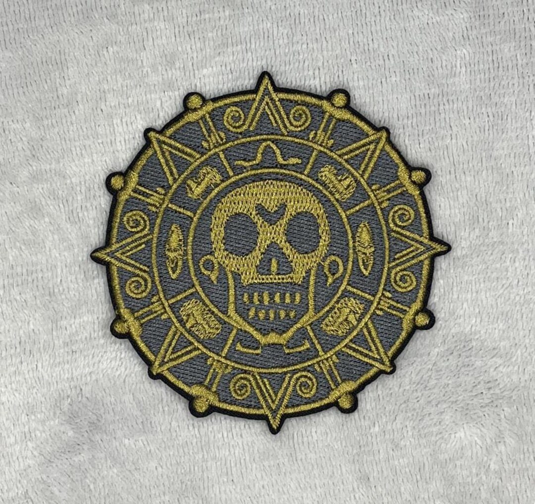 Aztec Pirate Coin Patch | Embroidered Skull Decor - Etsy