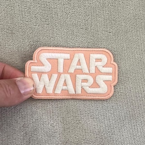 Star Wars Patch | 3x1.5 Inch Embroidered Iron-On | Pink & White Logo