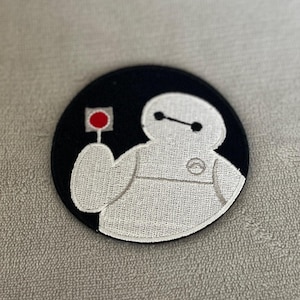 Baymax Holding Lollipop Patch | Big Hero 6 | 3x3 Inch Iron-On Embroidered Patch