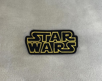 Star Wars Logo Patch | 3.5 x 1.25 Inch Embroidered Iron-On | Classic Yellow & Black Design