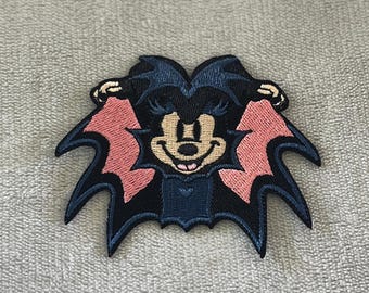 Vampiress Minnie Patch | 2.75x3.5 Inch Embroidered Iron-On | Disney Halloween Cape