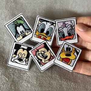 Original Disney Gang Polaroid Patch | 3x4 Inch Embroidered Iron-On | Mickey, Minnie, Donald, Goofy & Pluto | Last in Stock