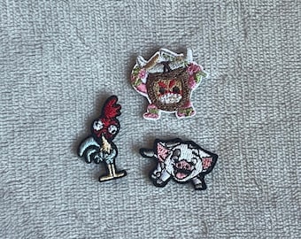 Mini Moana Patches | Pua, Hei Hei & Kakamora | 1 Inch Disney-Inspired Embroidered Iron-On