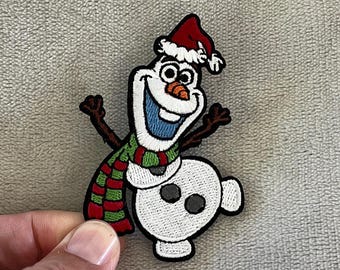 Olaf Christmas Patch | 3x2.25 Inch Embroidered Iron-On | Disney Frozen Holiday Design