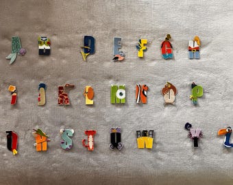 Disney-Inspired Alphabet Patches #3 | A-Z Letters | Embroidered Iron-On | Each Letter a Disney Character | 0.5–3 Inch