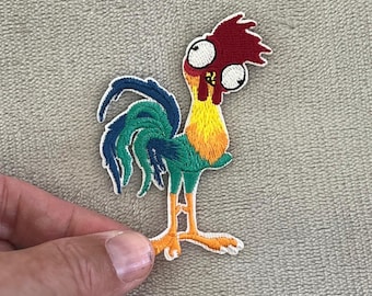 Hei Hei Moana Patch | 3x2 Inch Embroidered Iron-On | Disney Tropical Chicken
