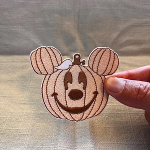 Mickey Mouse Pumpkin Patch | Halloween Disney Iron-On | Cute Muted-Color Embroidered Patch