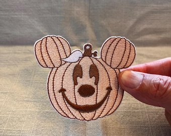 Mickey Mouse Pumpkin Embroidered Iron-On Patch | Halloween Disney