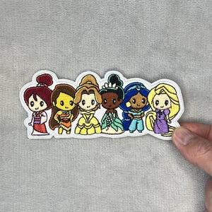 Disney Princess Chibi Row Embroidered Iron-On Patch