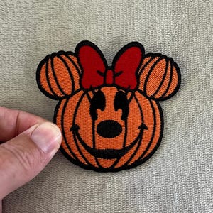 Minnie Pumpkin Patch | 3x2.5 Inch Halloween Disney Embroidered Iron-On