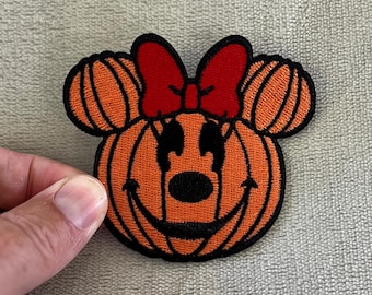 Minnie Pumpkin Patch | 3x2.5 Inch Halloween Disney Embroidered Iron-On