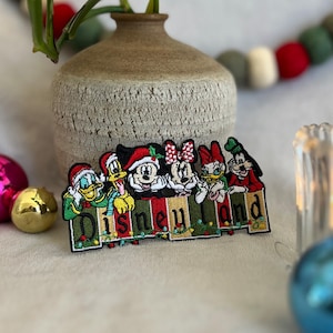 Disney Gang Christmas Sign Patch | Vintage Disneyland Festive Iron-On Embroidered Patch