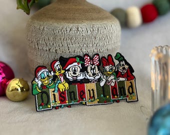 Disney Gang Christmas Sign Patch | Vintage Disneyland Festive Iron-On Embroidered Patch