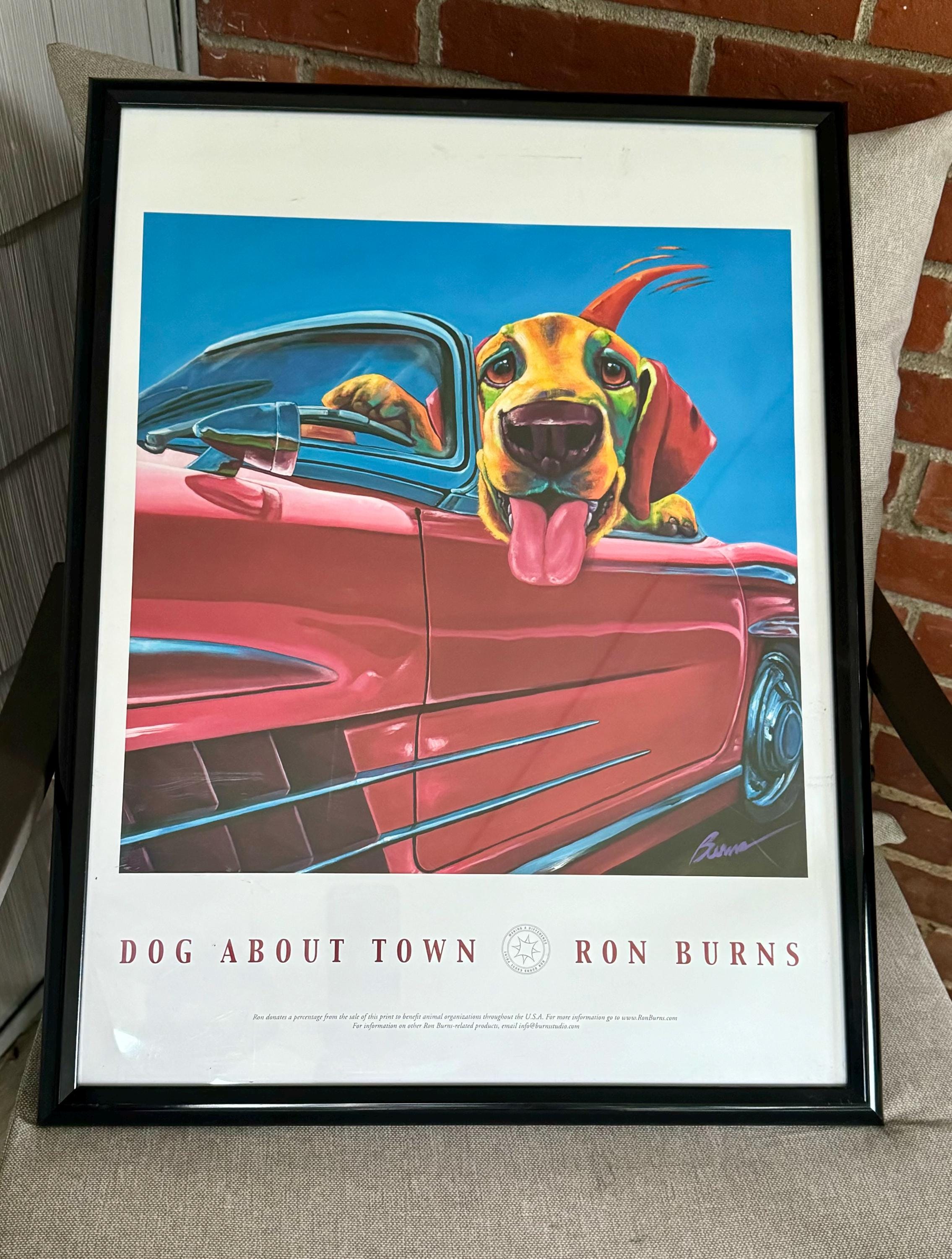 Dog About Town By Ron Burns – 18x24 Art Print Poster – Puppy Driving Car Pop Art