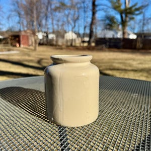 Vintage Lab Lagny Mustard Crock - French Glazed Stoneware Pottery, 4.75&quot;