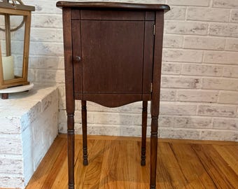 Vintage/Antique Wooden Copper Lined Table Humidor - Cigar Smoke Stand, 24.5&quot; Tall
