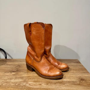 Vintage bruine leren cowboylaarzen van Levi Strauss & Co. maat 10,5 m