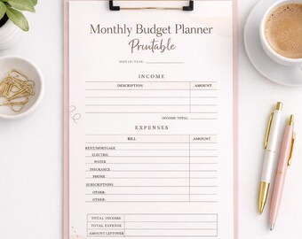 Monthly Budget Planner Printable | Simple Expense Tracker (Instant Download)